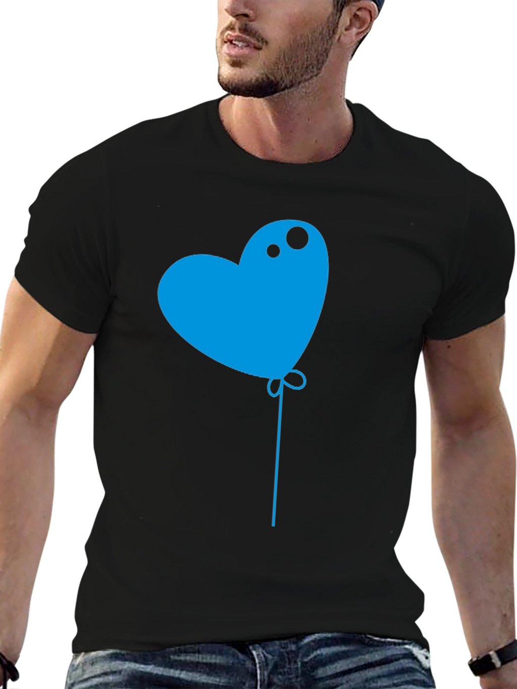 Heart Balloon Graphic Tee - Mens Black T-Shirt