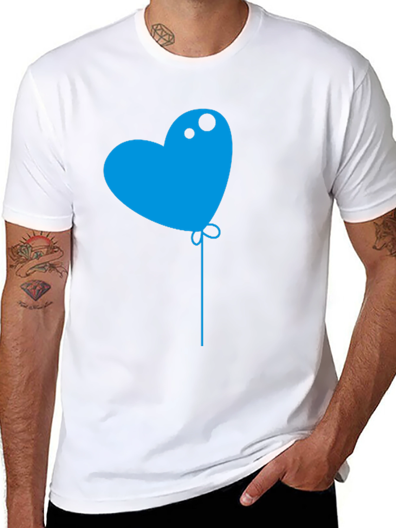 Heart Balloon Graphic Tee - Mens Black T-Shirt