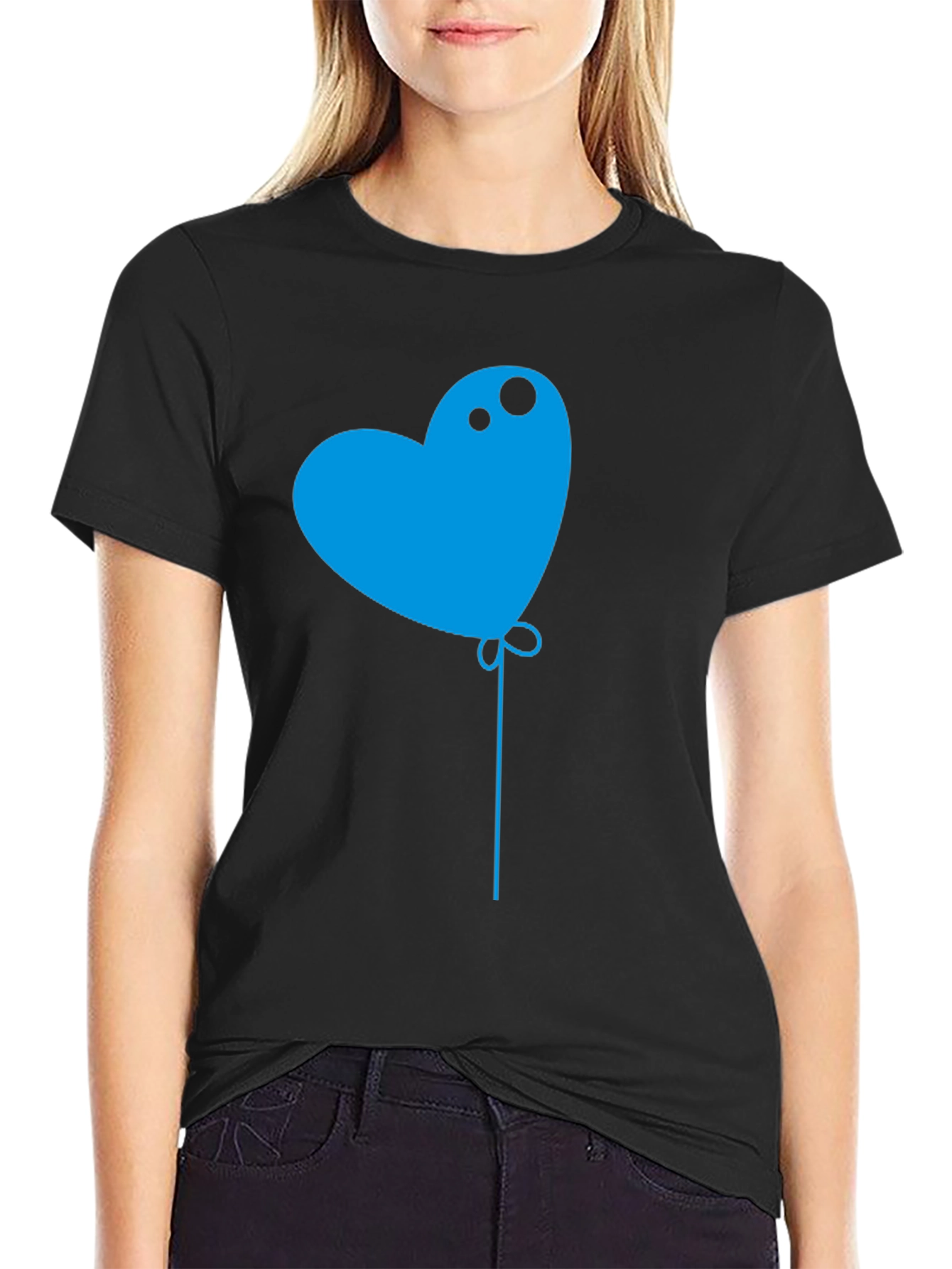 Heart Balloon Graphic Tee - Mens Black T-Shirt