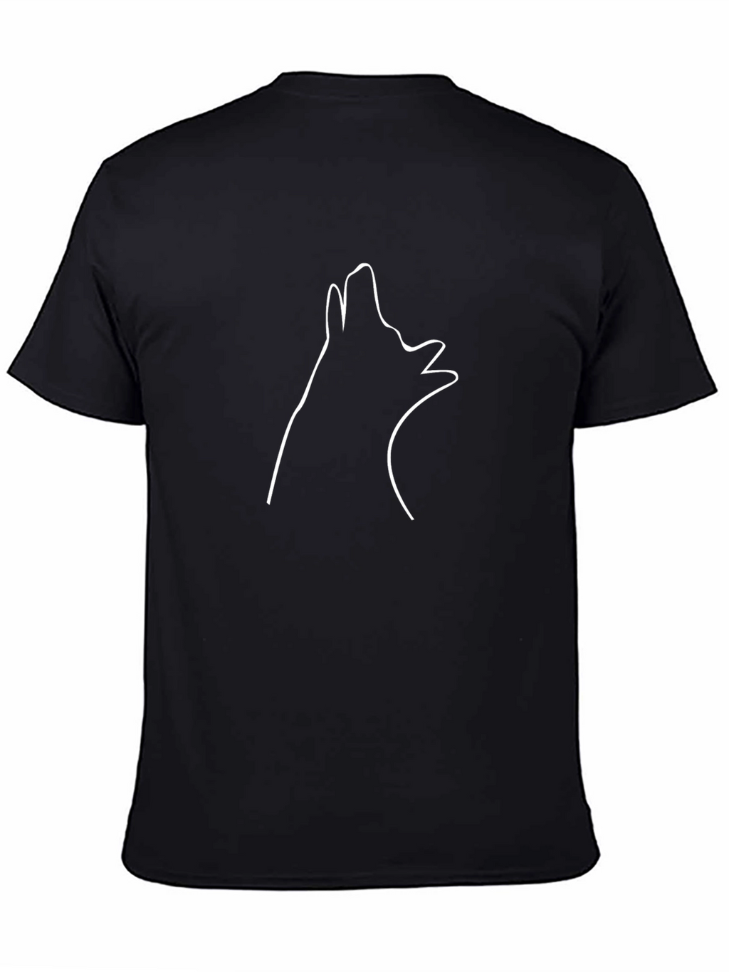 Black T-Shirt with White Wolf Howl Graphic