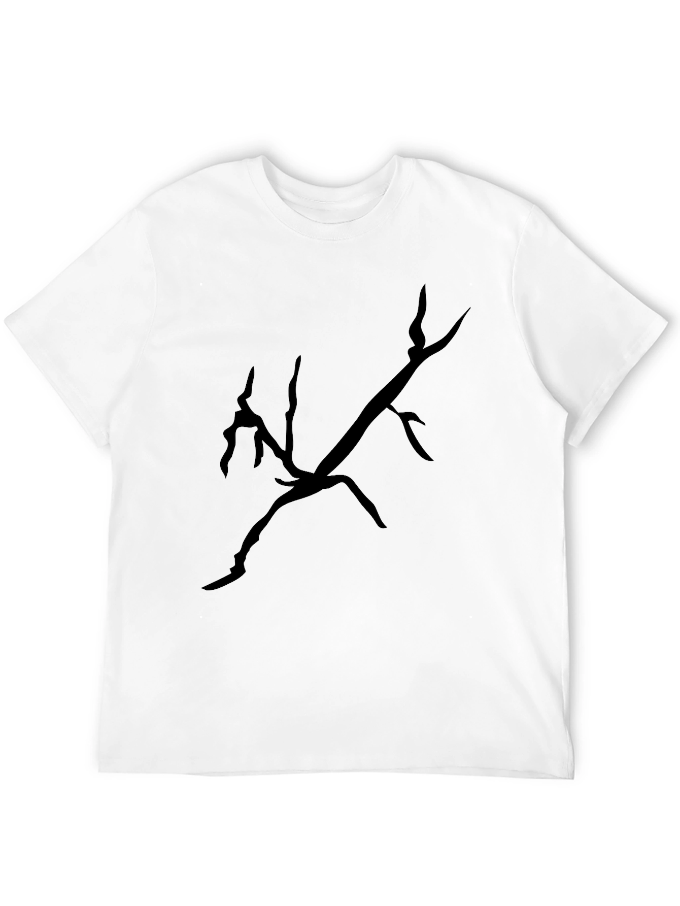 Black T-Shirt with Abstract Branch Design