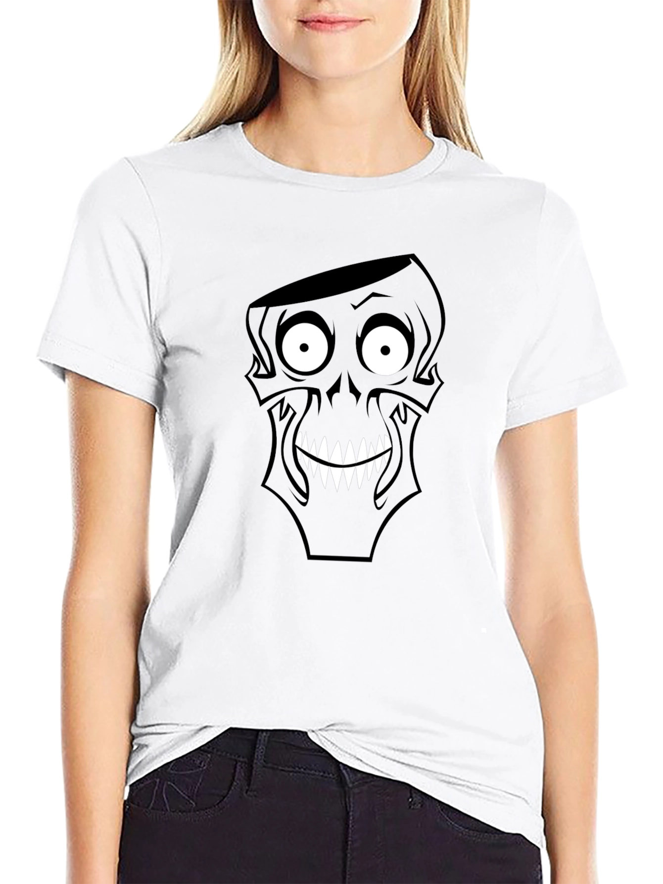 Cartoon Skull Graphic Black T-Shirt