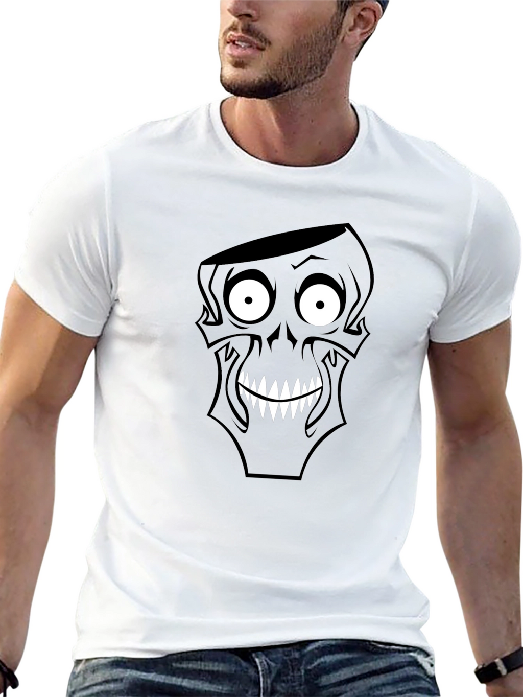 Cartoon Skull Graphic Black T-Shirt