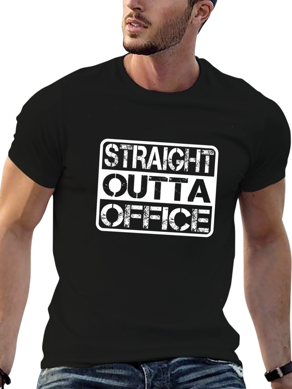Straight Outta Office Black Graphic Tee
