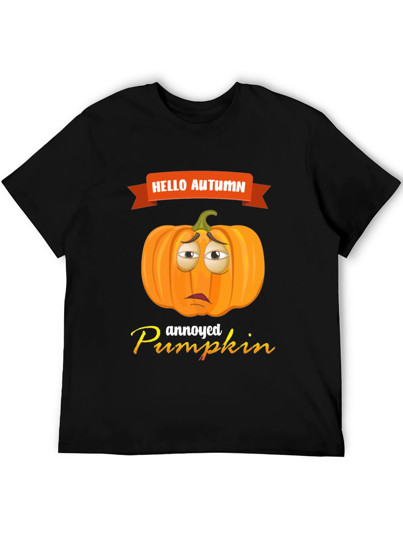 Hello Autumn Annoyed Pumpkin Graphic T-Shirt