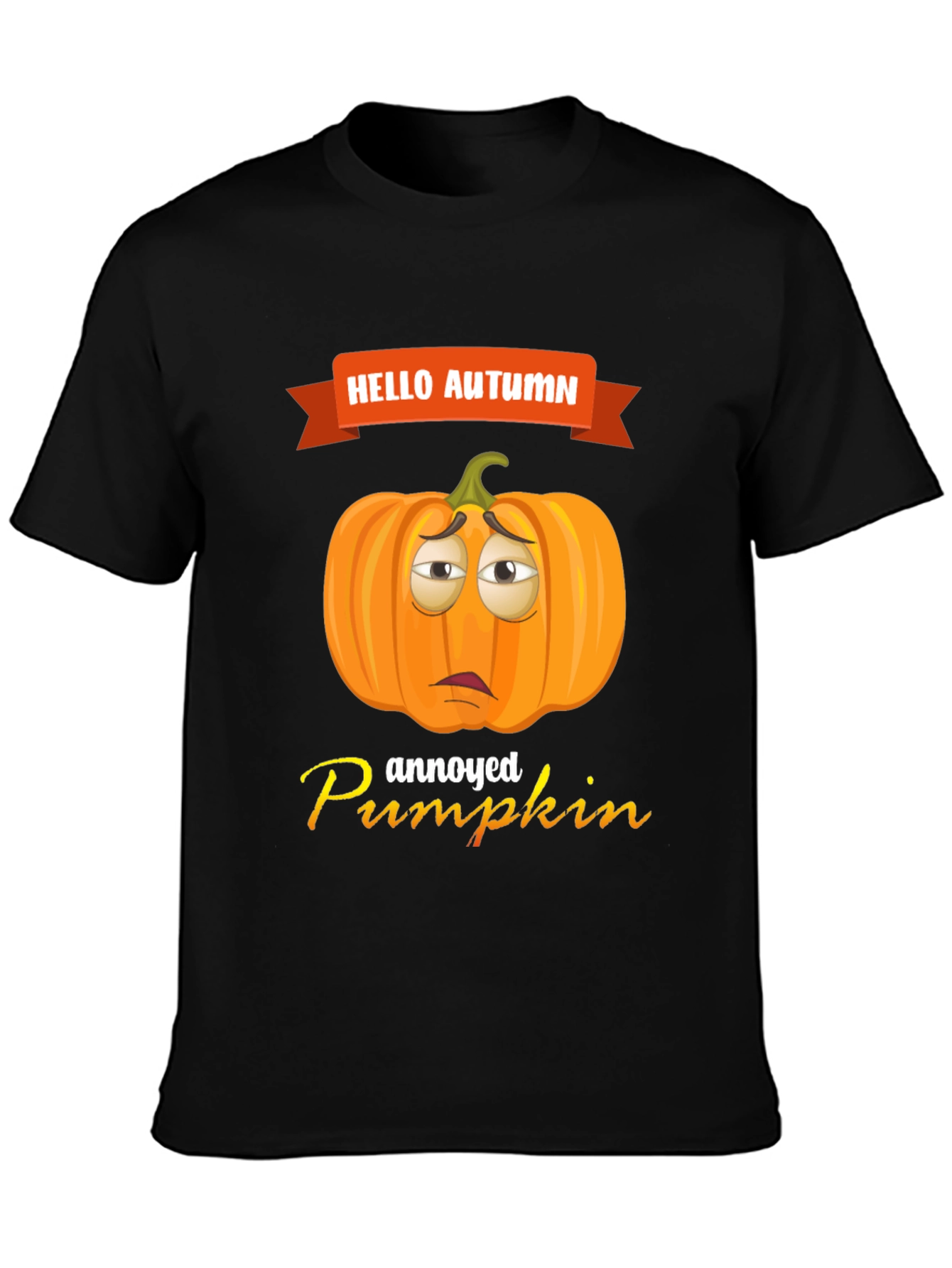Hello Autumn Annoyed Pumpkin Graphic T-Shirt