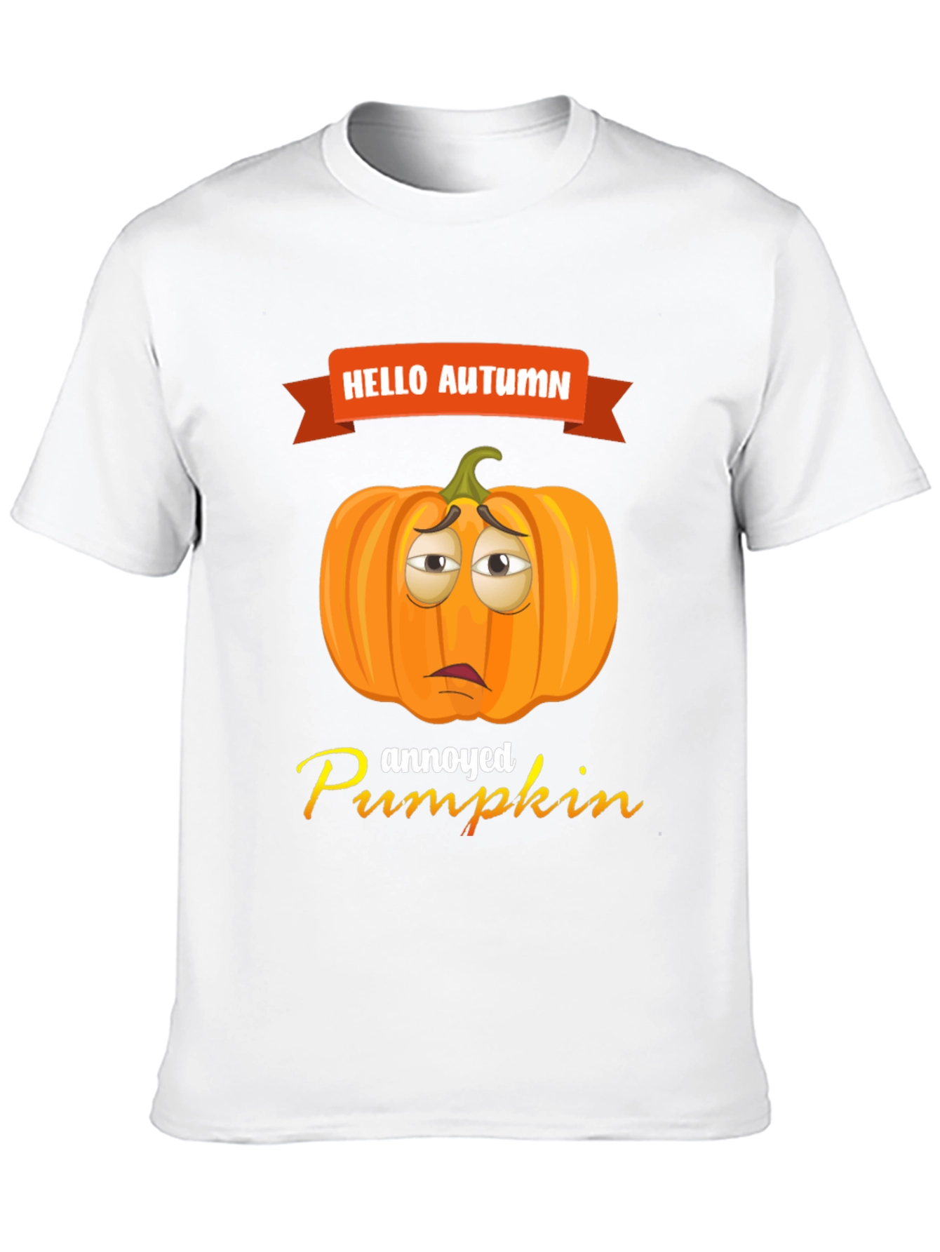Hello Autumn Annoyed Pumpkin Graphic T-Shirt
