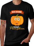 Hello Autumn Annoyed Pumpkin Graphic T-Shirt