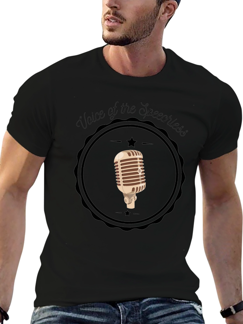 Voice of the Speechless Retro Microphone Graphic Tee