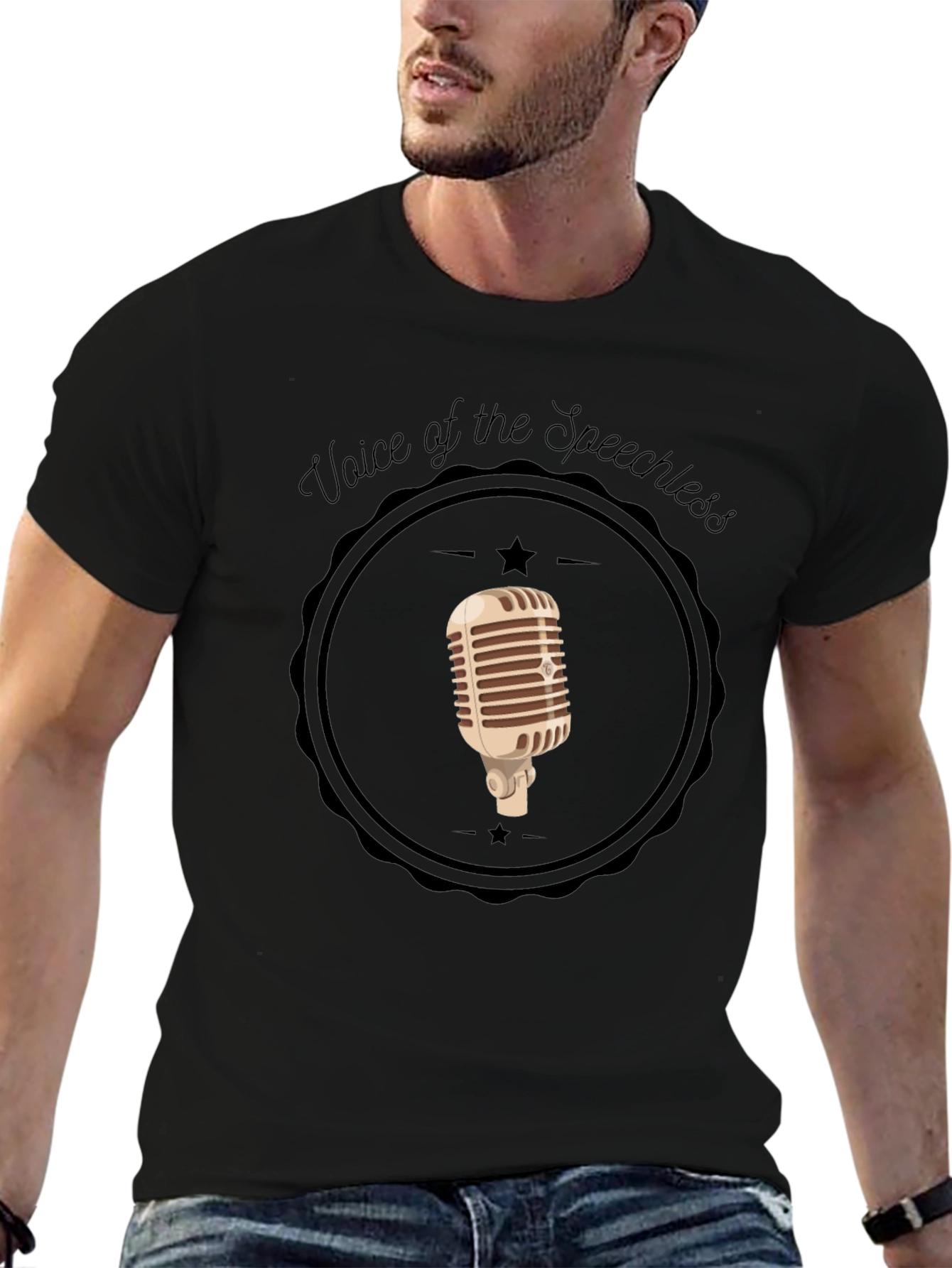 Voice of the Speechless Retro Microphone Graphic Tee