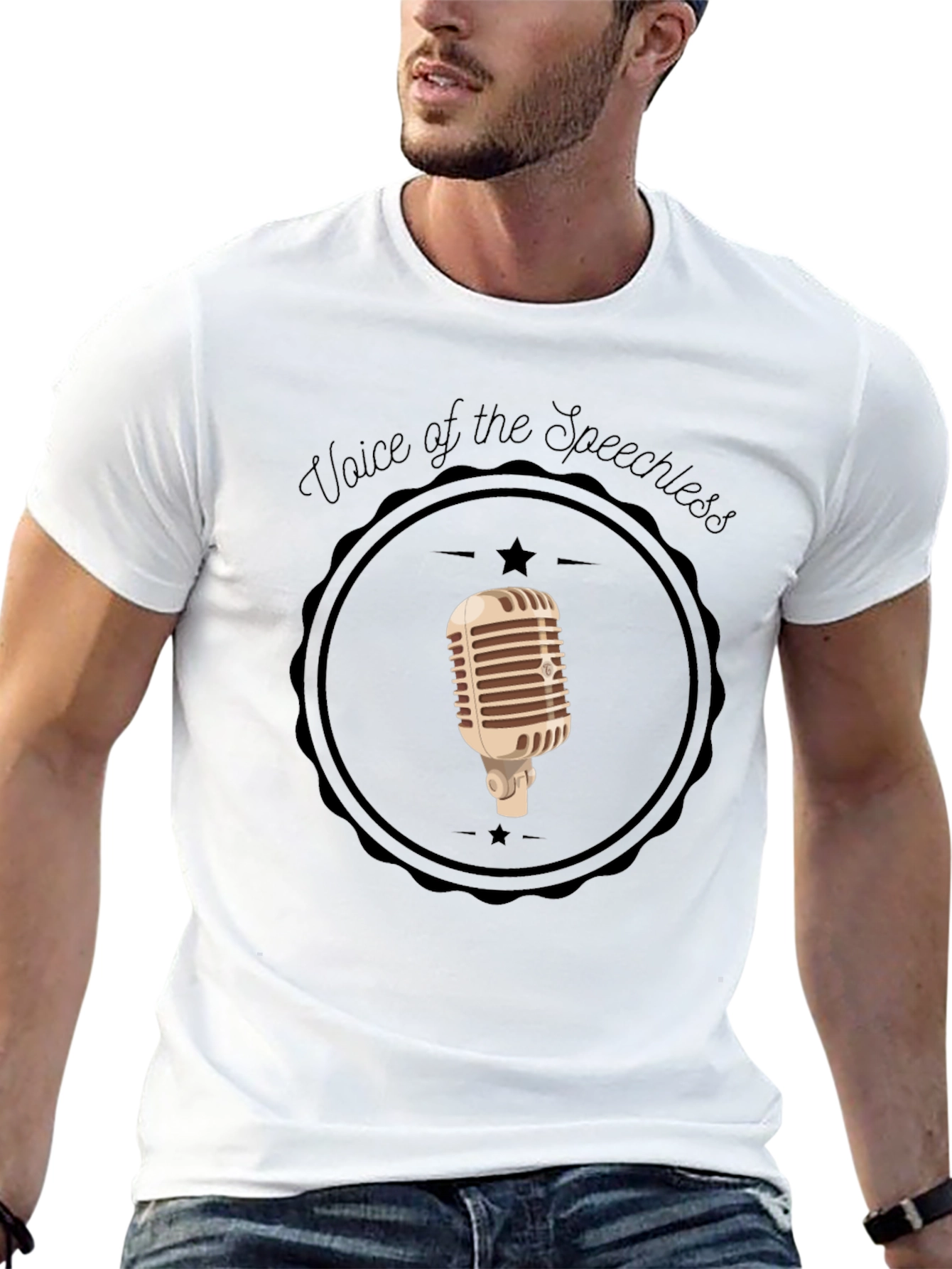 Voice of the Speechless Retro Microphone Graphic Tee