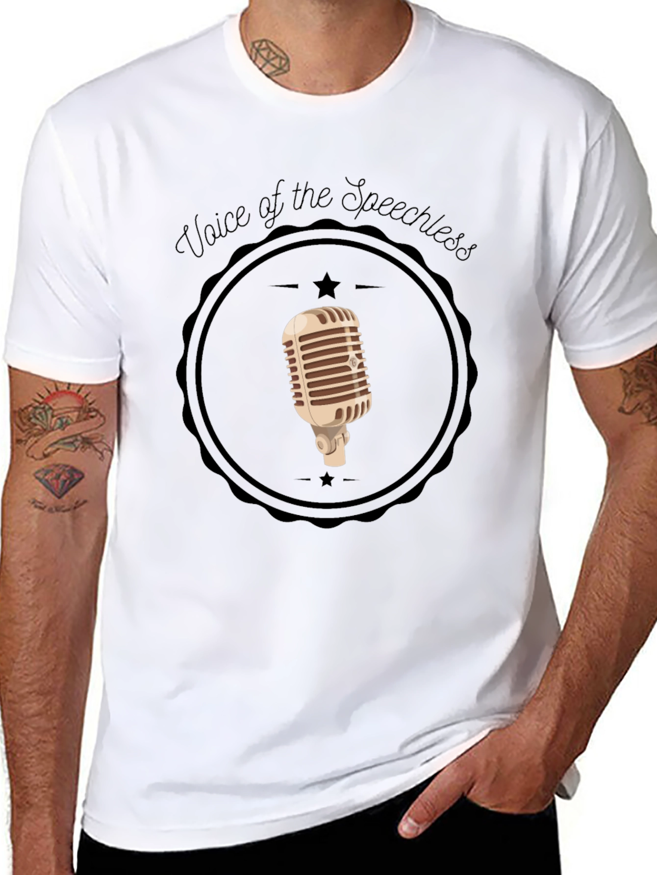Voice of the Speechless Retro Microphone Graphic Tee