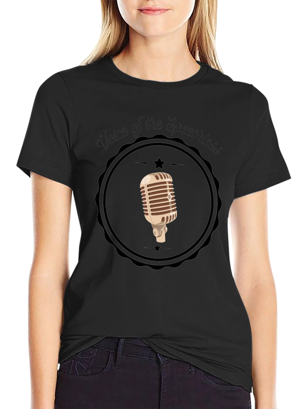 Voice of the Speechless Retro Microphone Graphic Tee