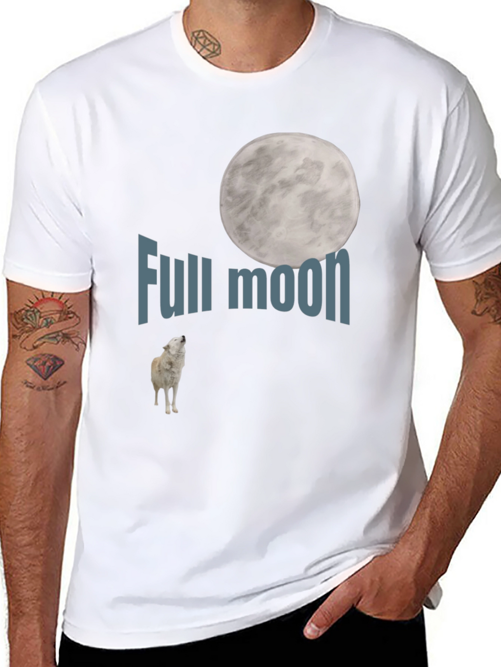 Full Moon Wolf Graphic Tee