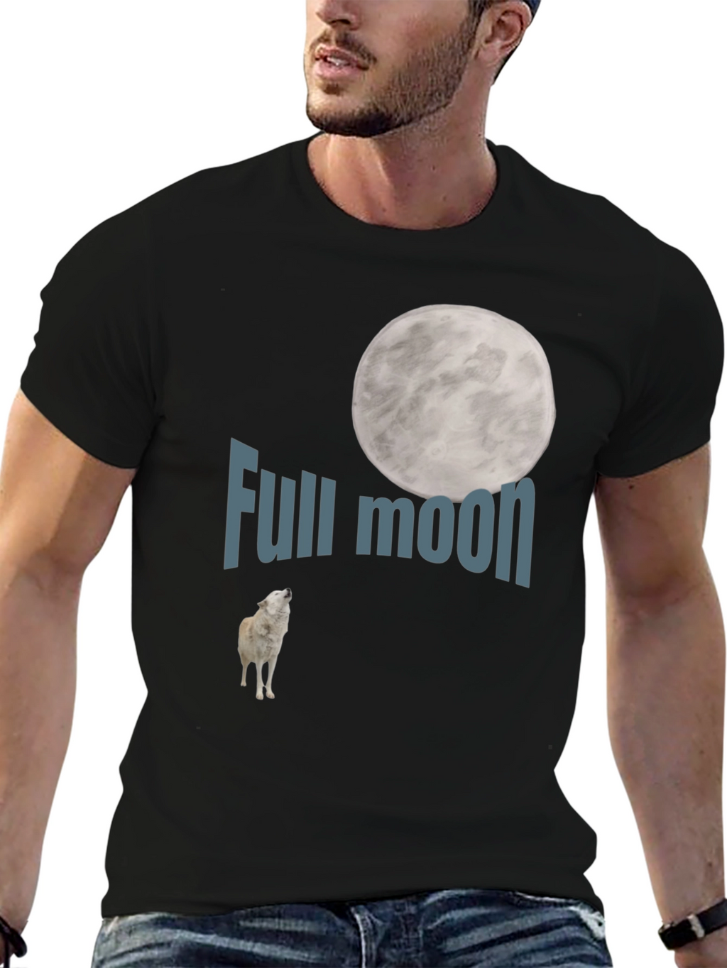 Full Moon Wolf Graphic Tee