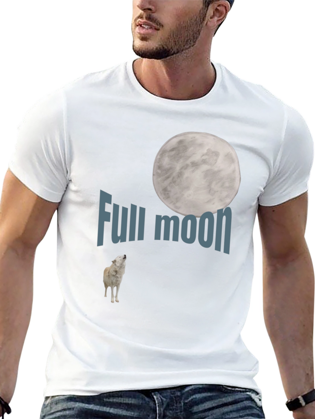 Full Moon Wolf Graphic Tee