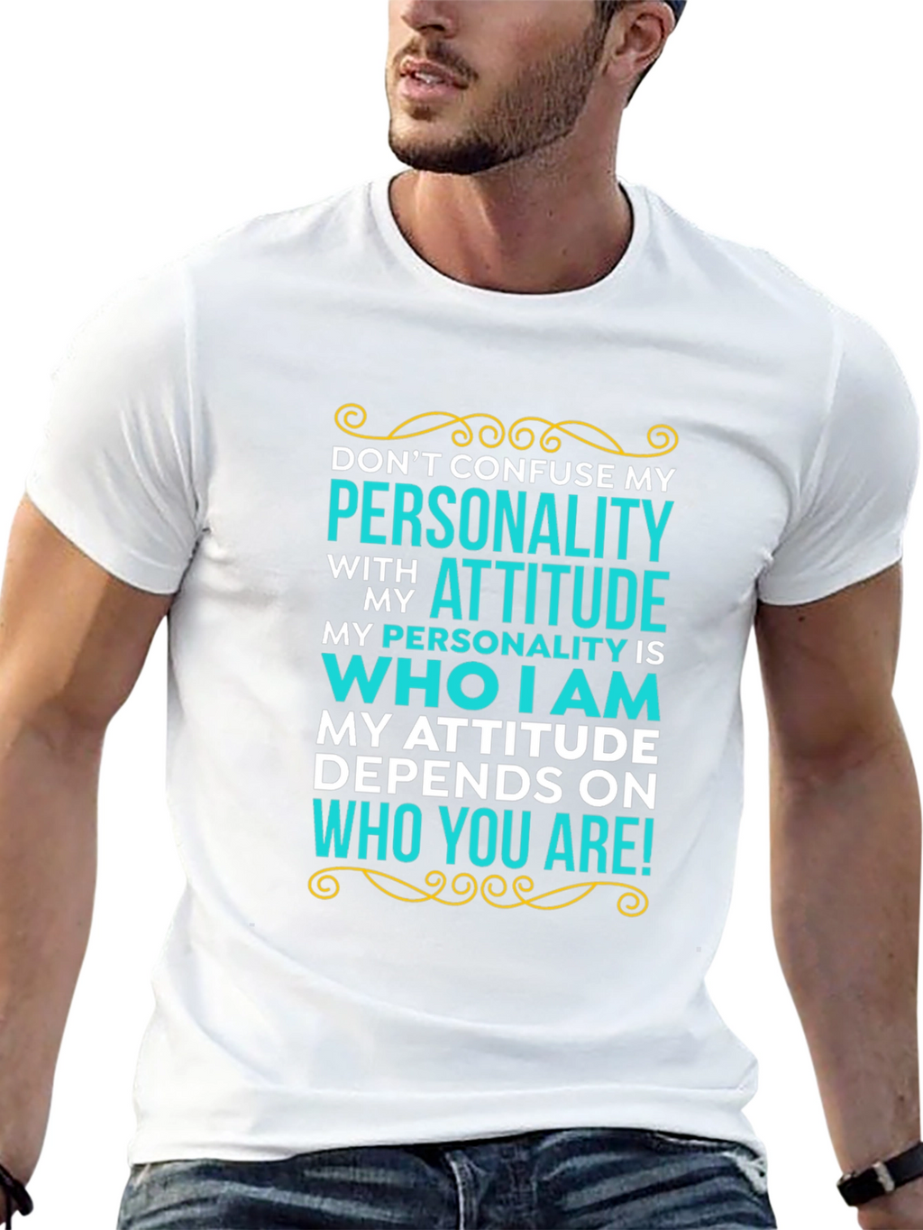 Personality Attitude Graphic Tee - Black