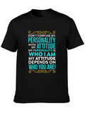 Personality Attitude Graphic Tee - Black