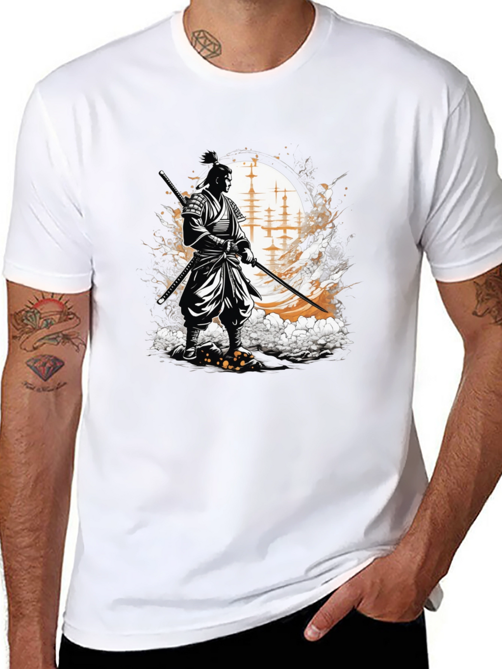 Samurai Graphic Tee - Black Cotton Blend