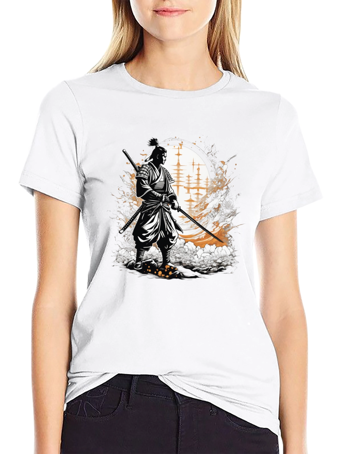 Samurai Graphic Tee - Black Cotton Blend