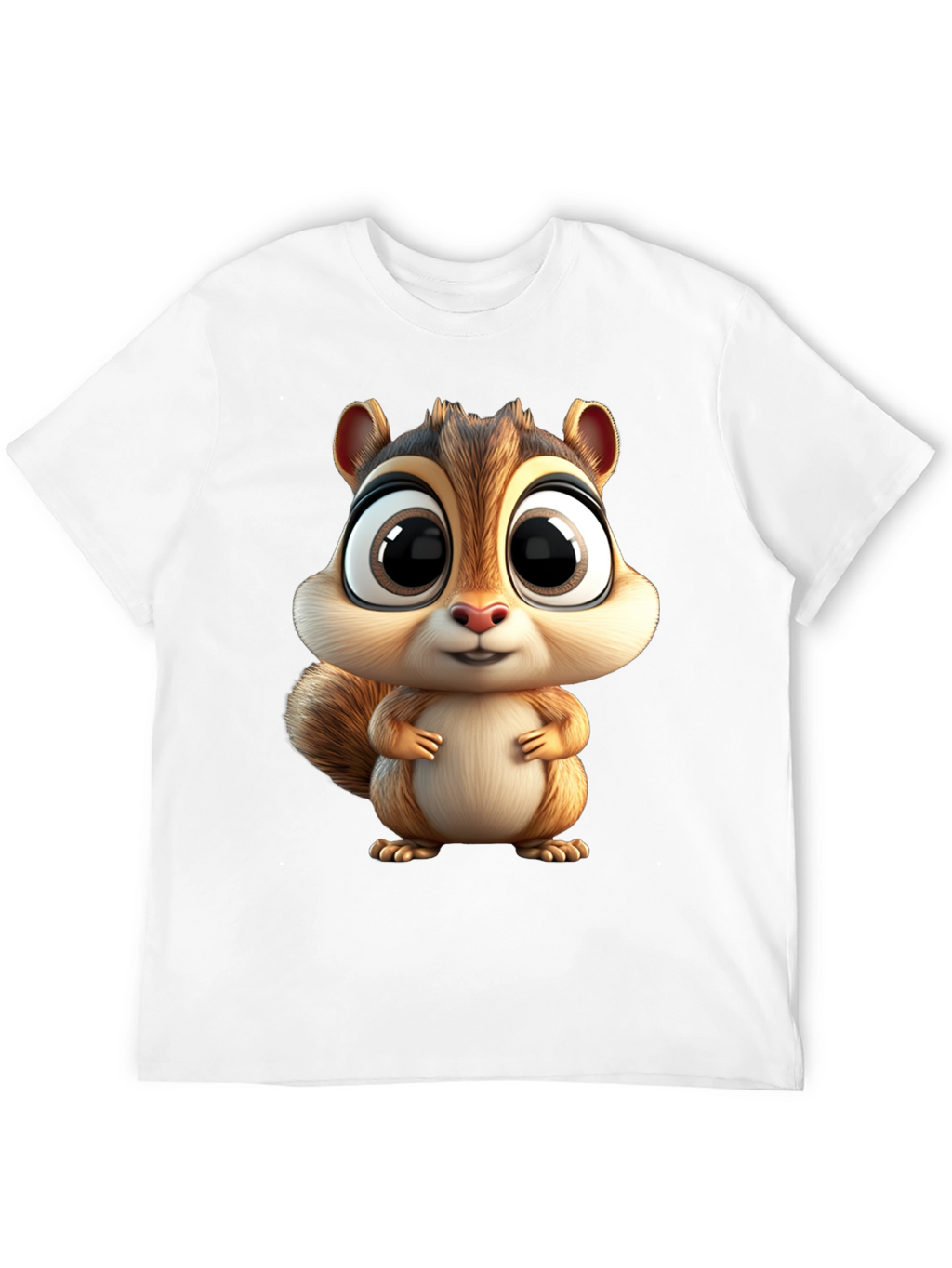 Cute Squirrel Graphic Tee - Black Cotton T-Shirt