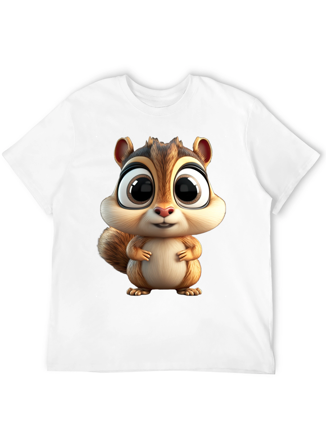 Cute Squirrel Graphic Tee - Black Cotton T-Shirt
