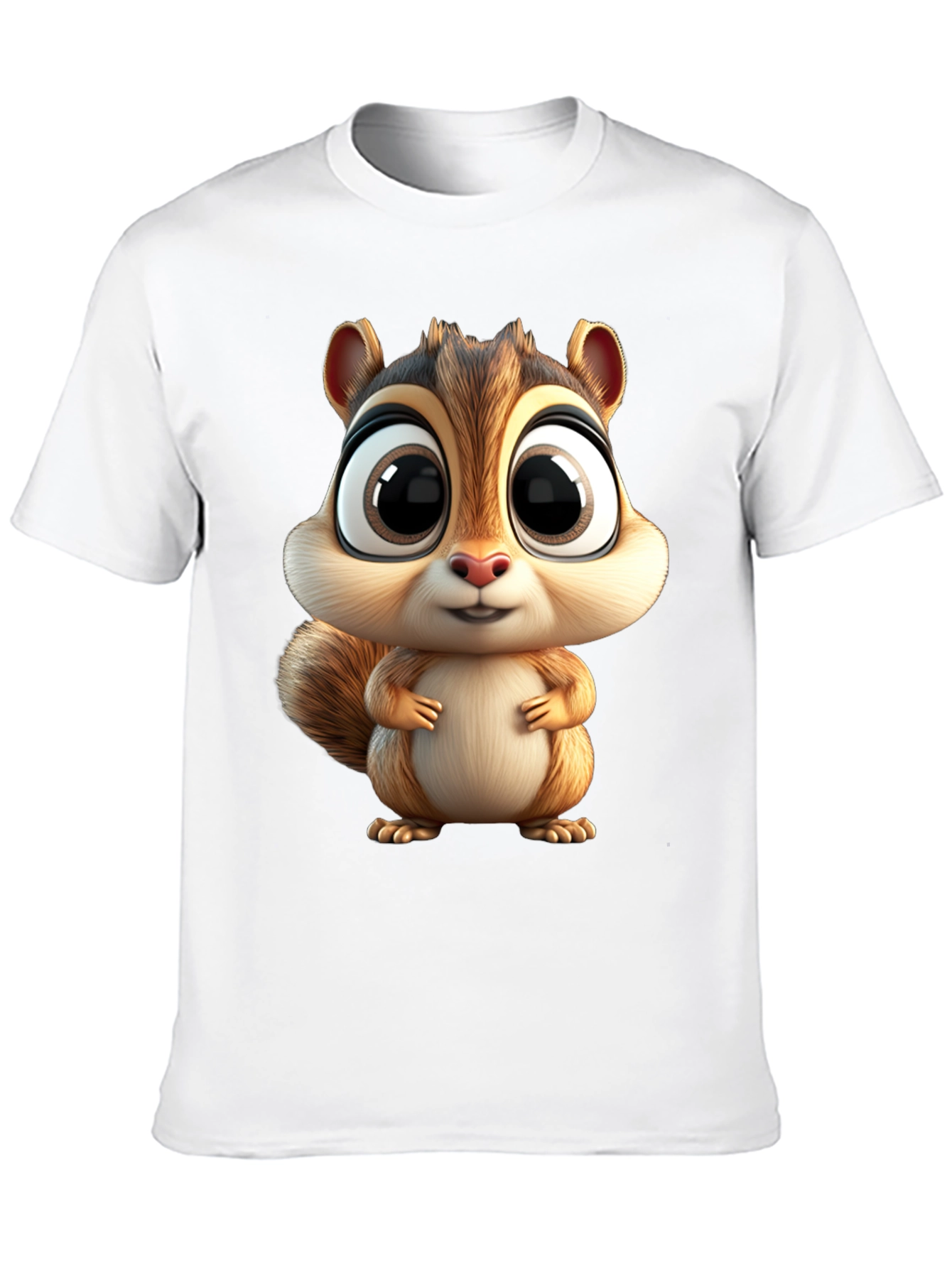 Cute Squirrel Graphic Tee - Black Cotton T-Shirt