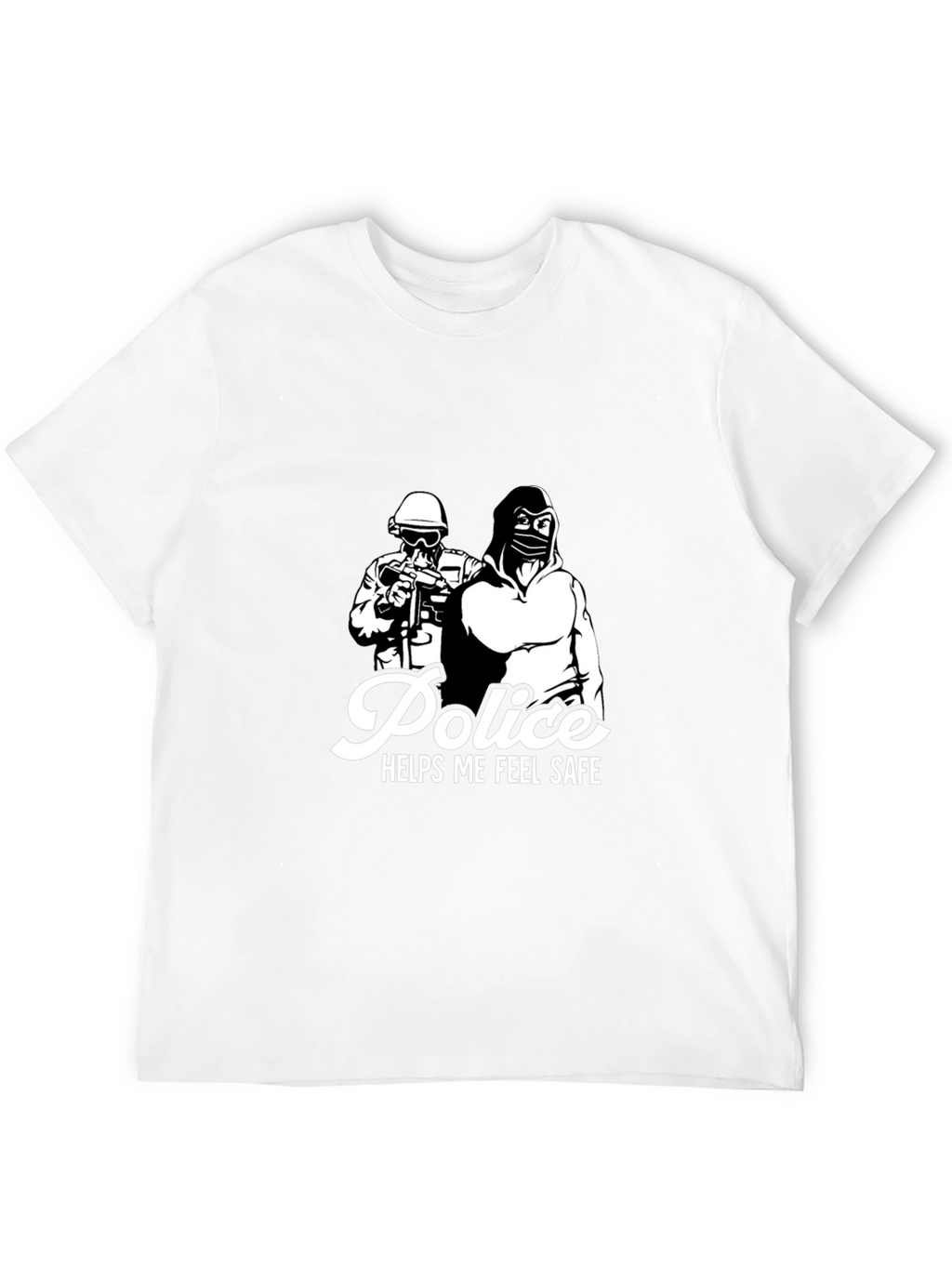 Police Helps Me Feel Safe Black Graphic T-Shirt