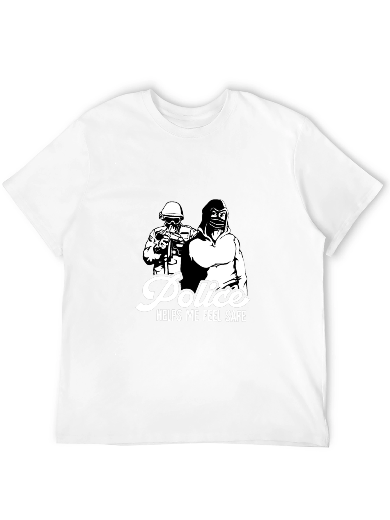 Police Helps Me Feel Safe Black Graphic T-Shirt