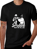 Police Helps Me Feel Safe Black Graphic T-Shirt