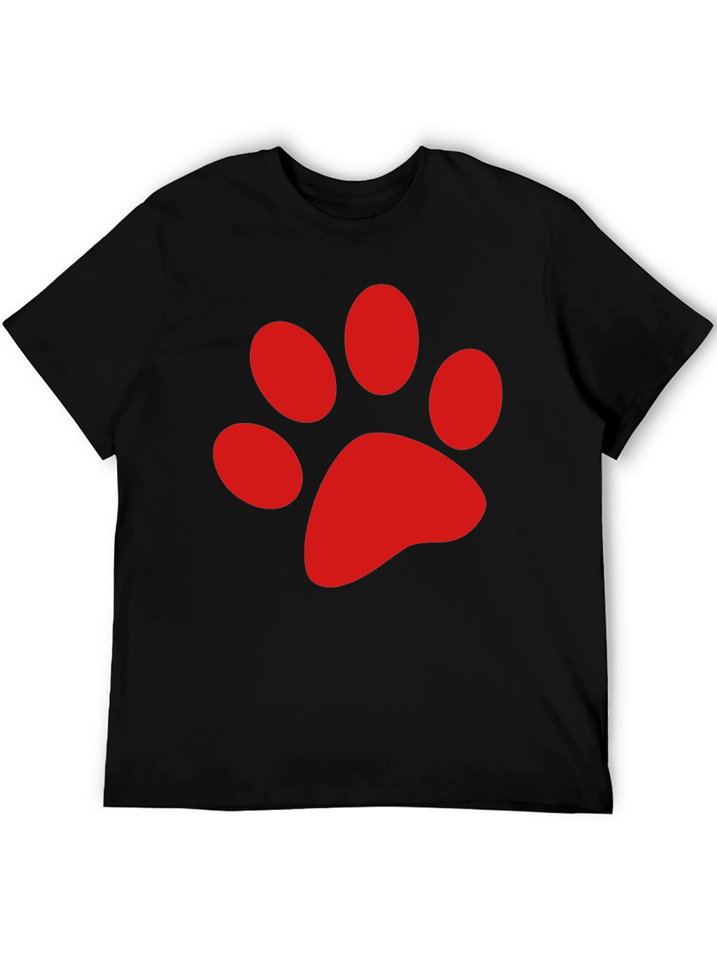 Black Tee with Red Paw Print Design
