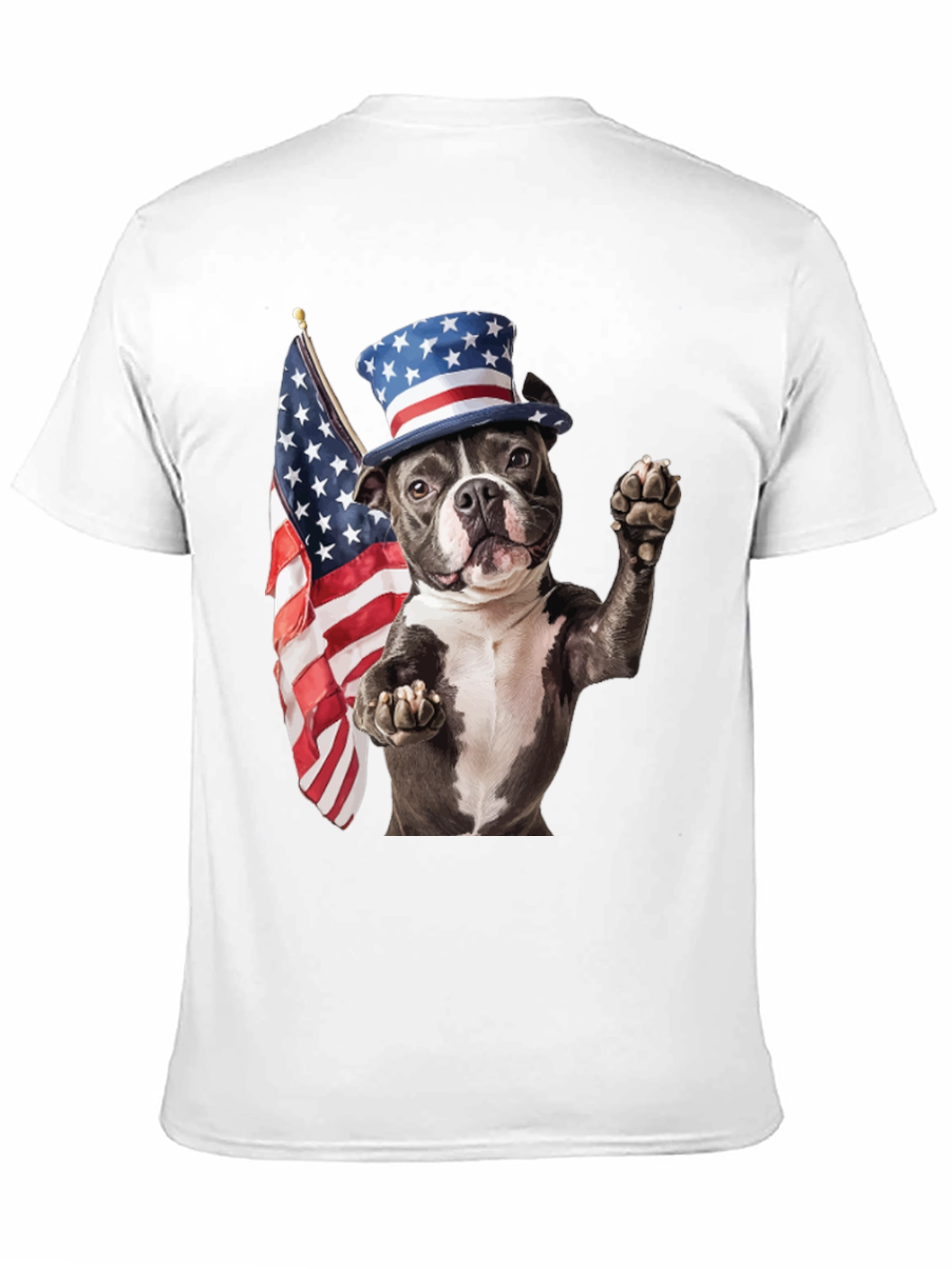 Patriotic Dog T-Shirt: USA Flag & Top Hat