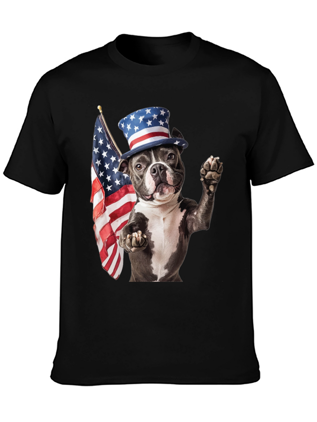 Patriotic Dog T-Shirt: USA Flag & Top Hat