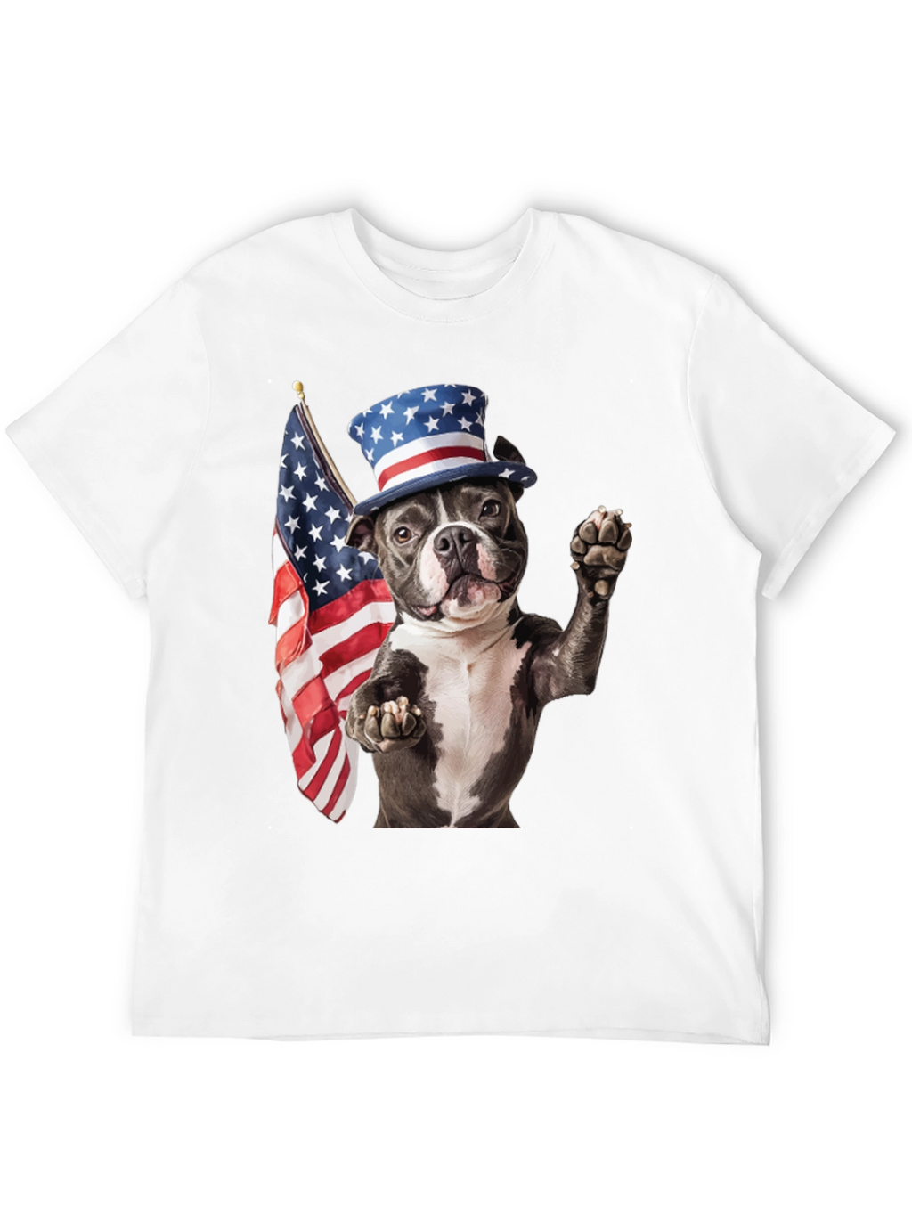 Patriotic Dog T-Shirt: USA Flag & Top Hat