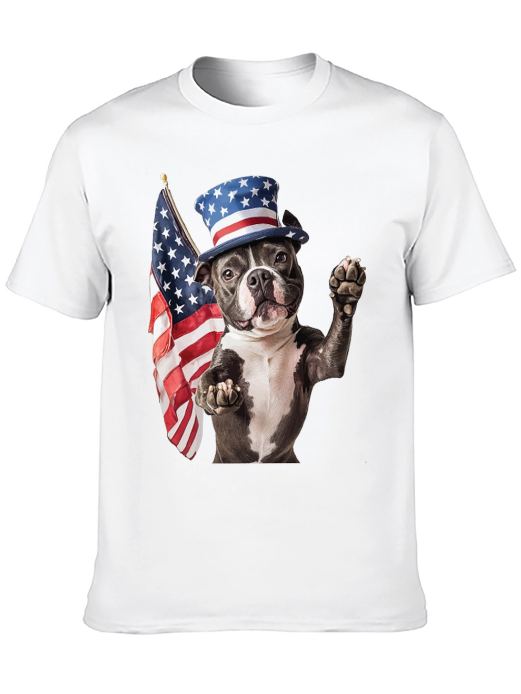 Patriotic Dog T-Shirt: USA Flag & Top Hat
