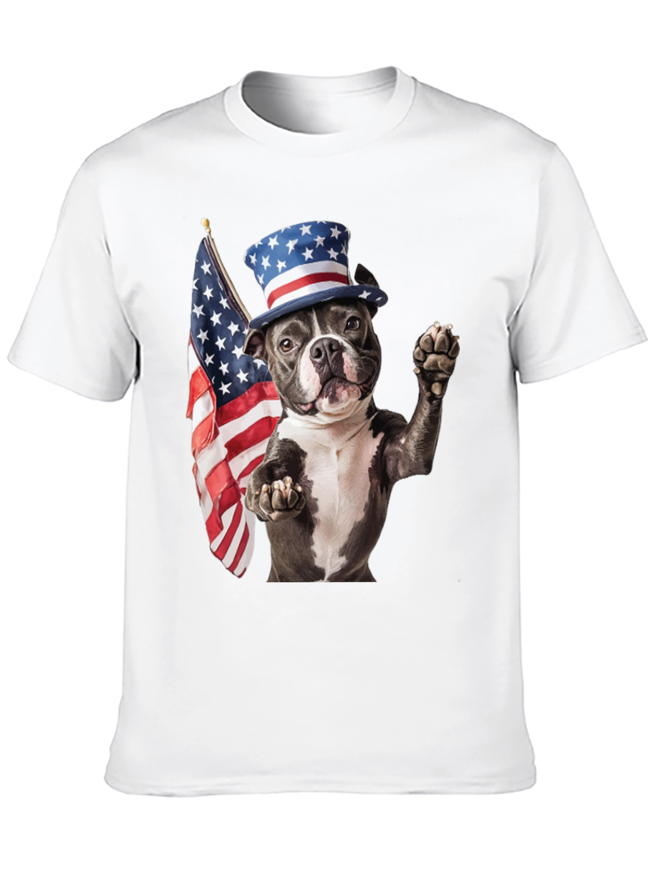 Patriotic Dog T-Shirt: USA Flag & Top Hat