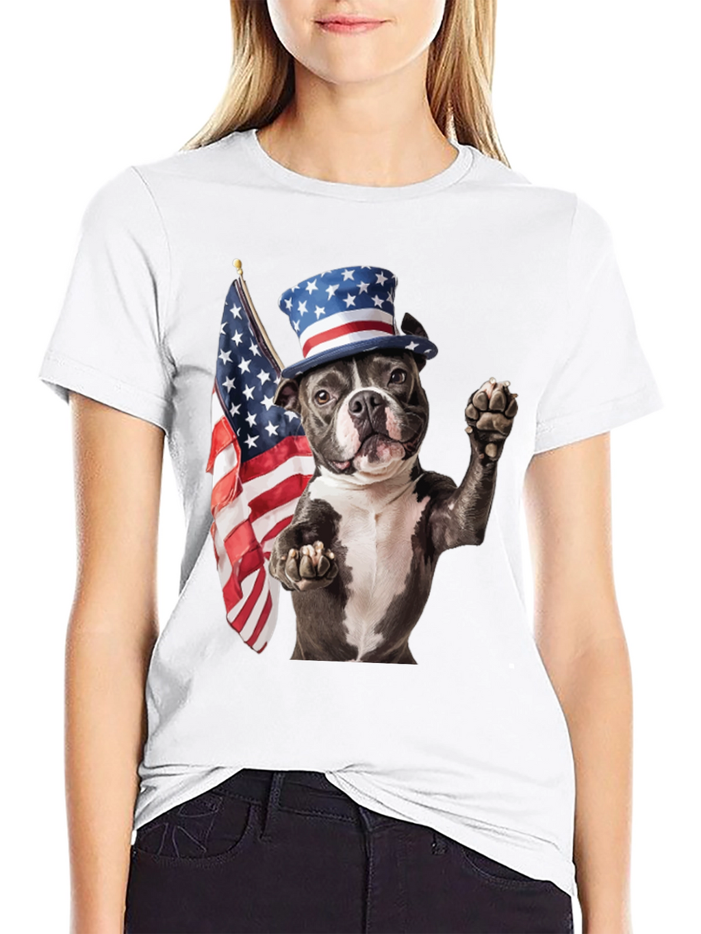 Patriotic Dog T-Shirt: USA Flag & Top Hat
