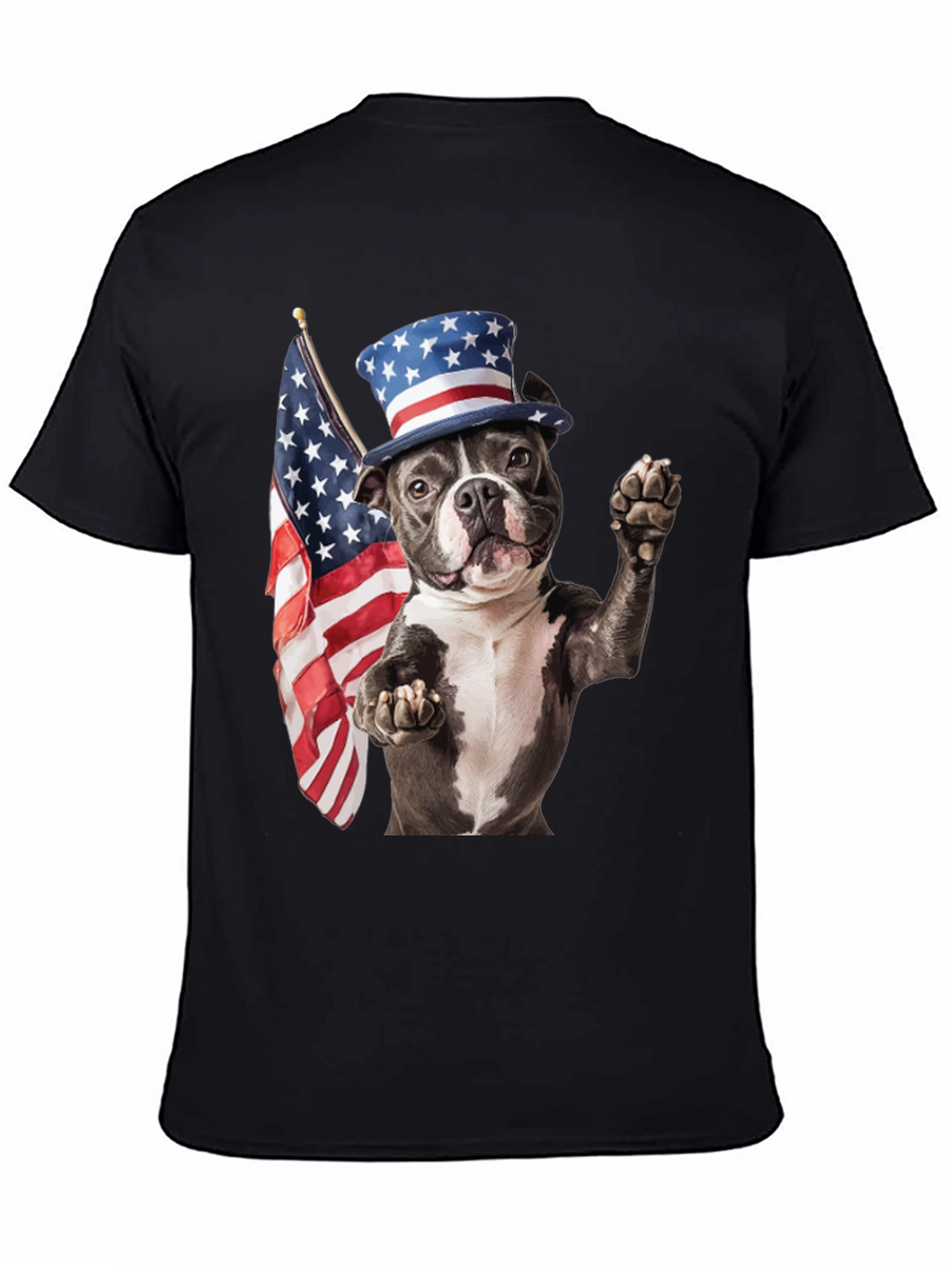 Patriotic Dog T-Shirt: USA Flag & Top Hat