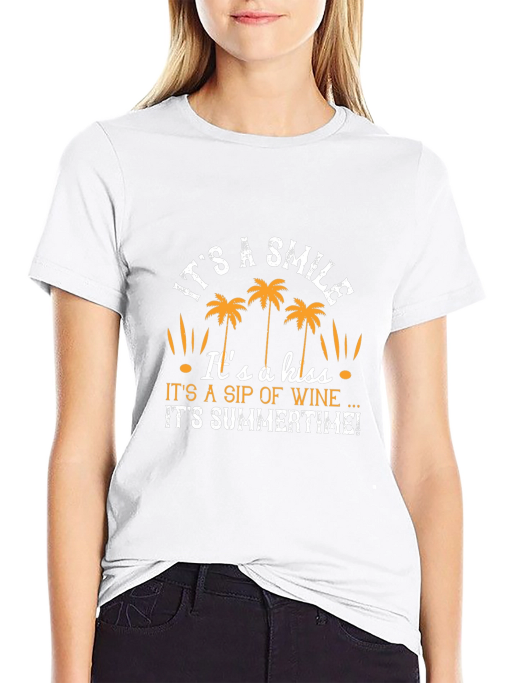 Summer Vibes Graphic T-Shirt - Smile Kiss Wine