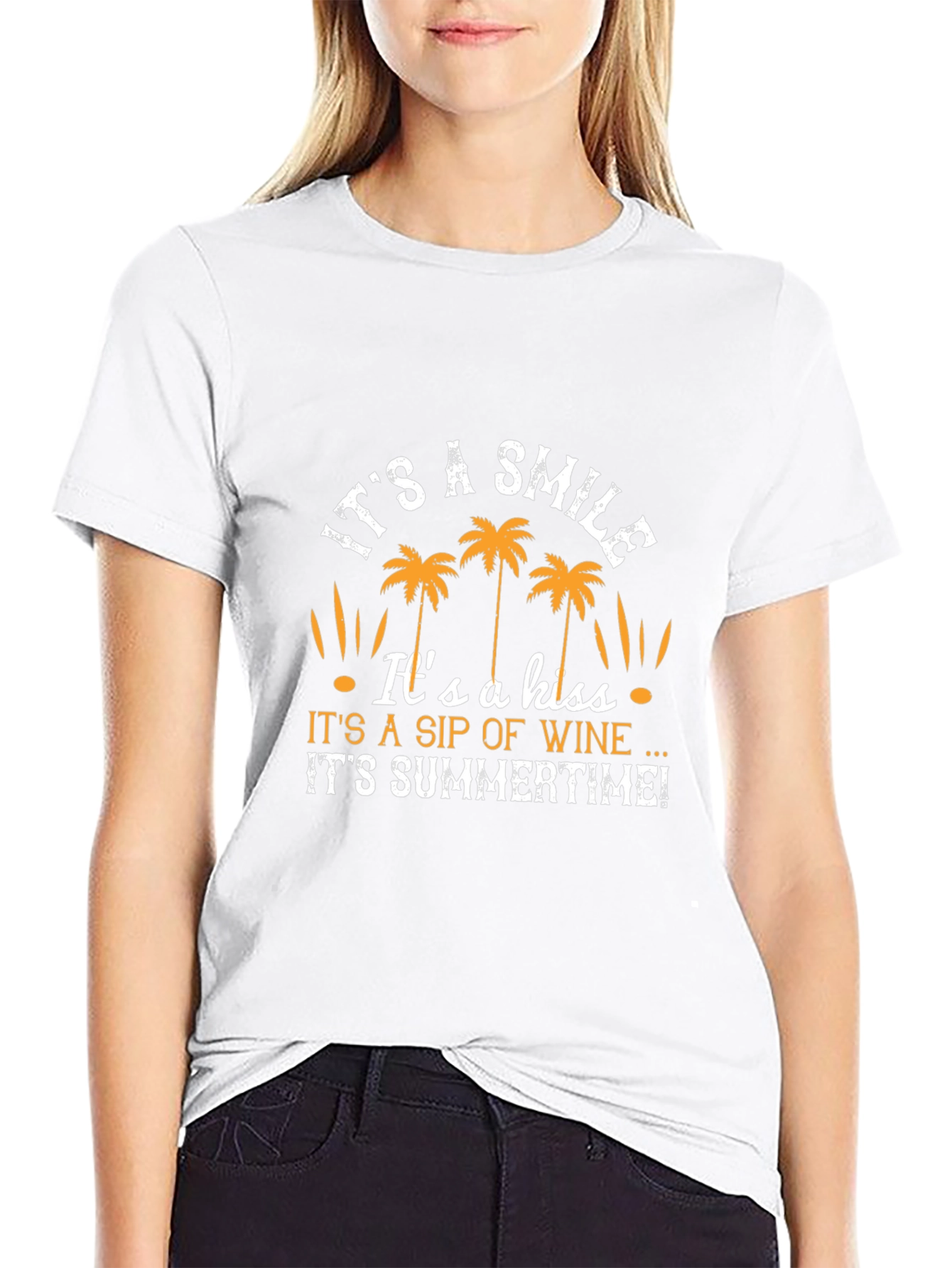 Summer Vibes Graphic T-Shirt - Smile Kiss Wine
