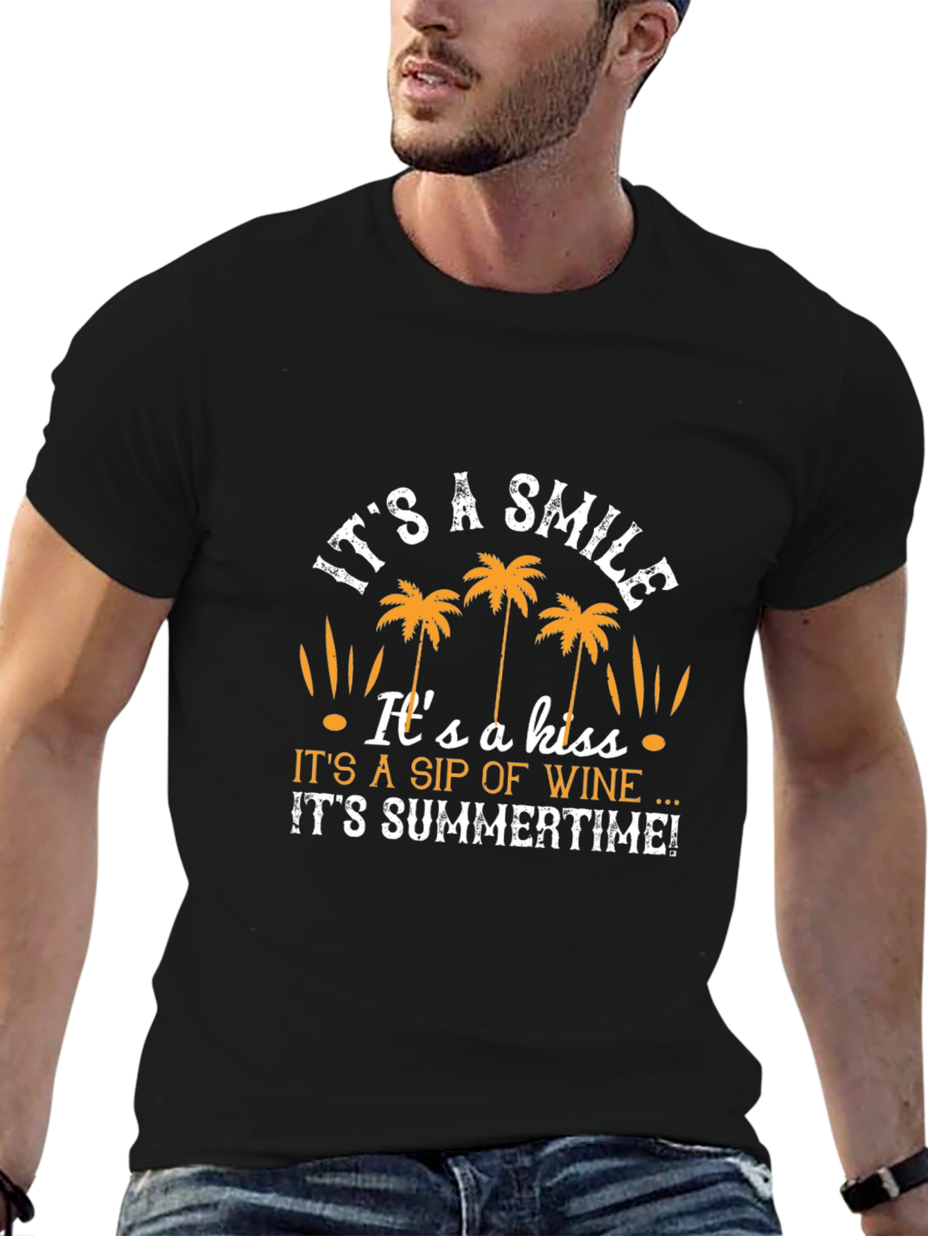 Summer Vibes Graphic T-Shirt - Smile Kiss Wine