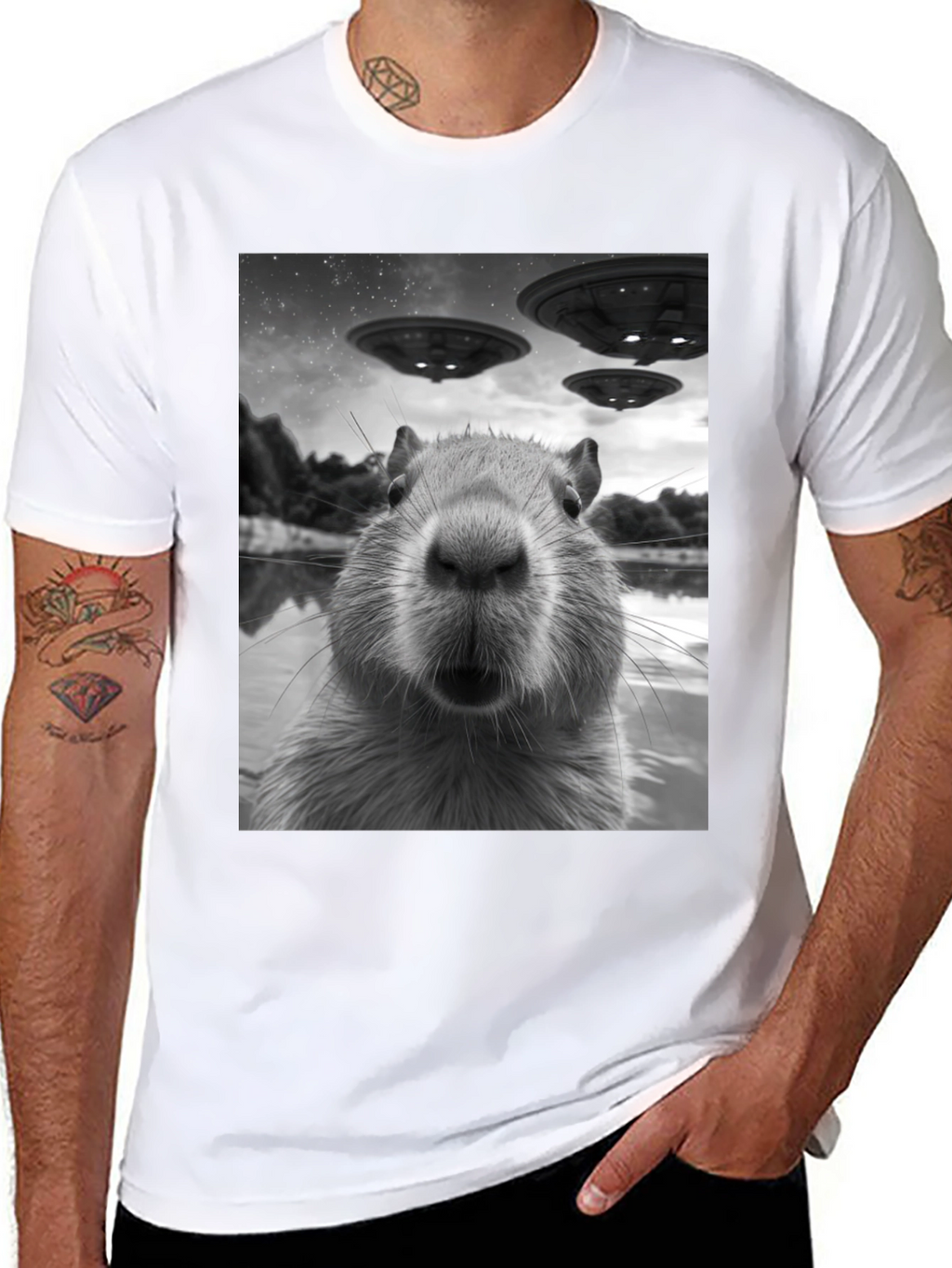 Capybara UFO Graphic Tee - Black