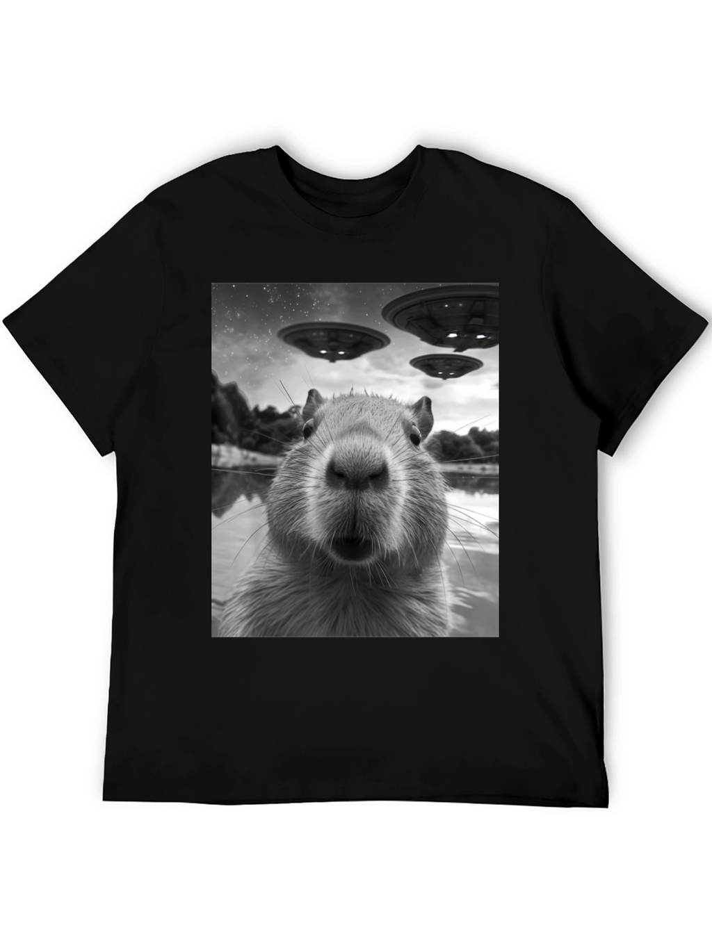 Capybara UFO Graphic Tee - Black