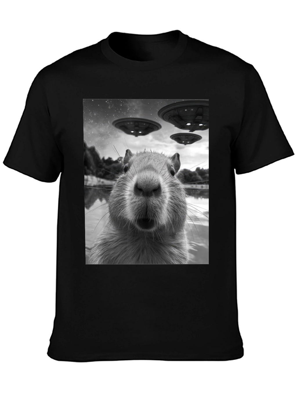 Capybara UFO Graphic Tee - Black