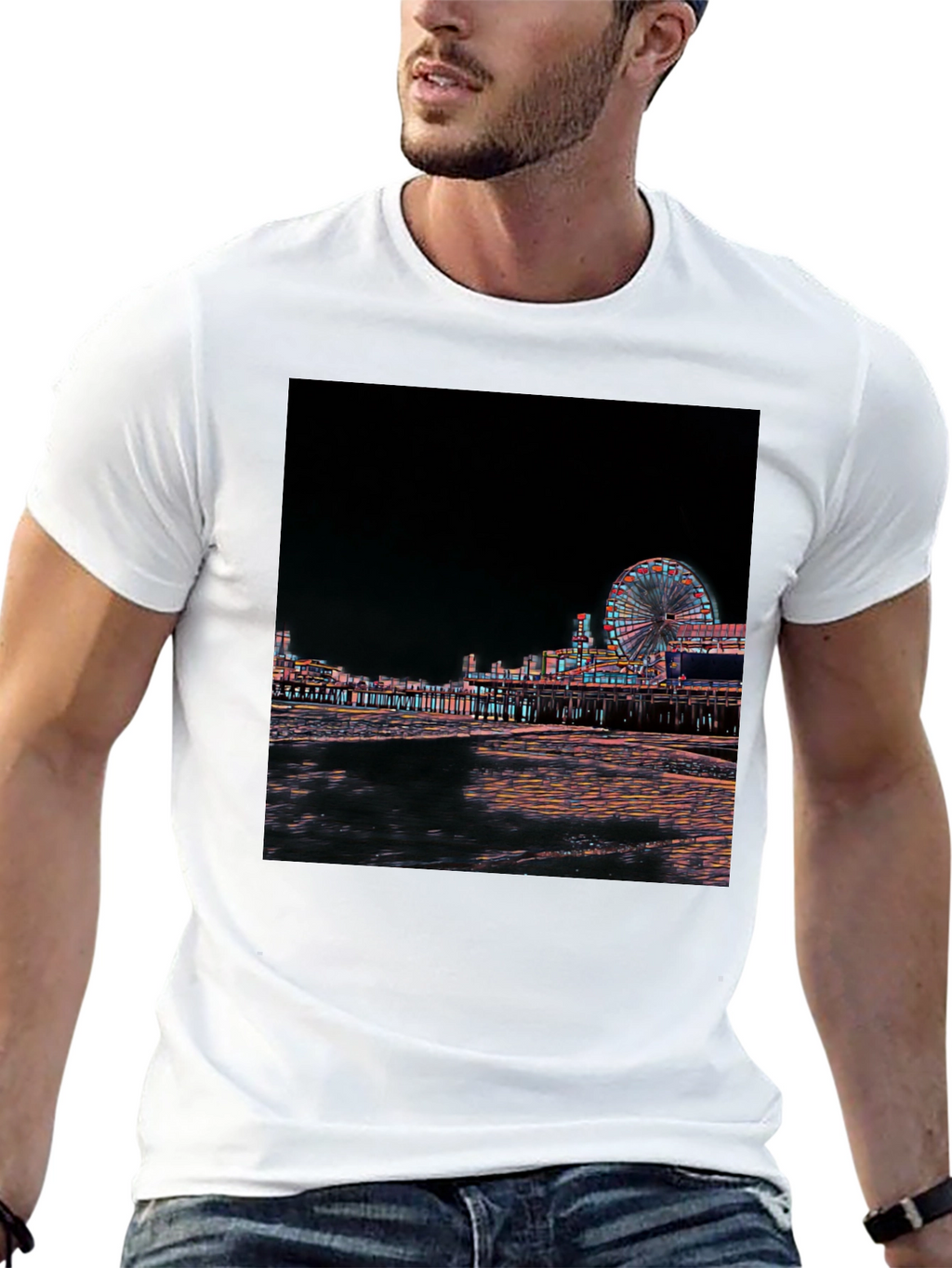Night Scene Black T-Shirt
