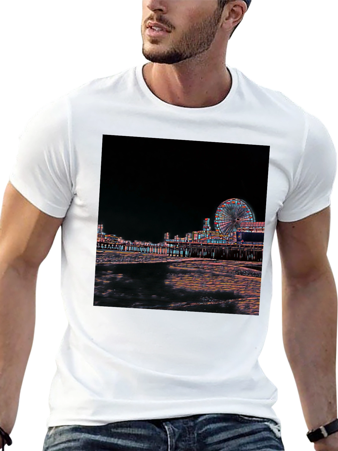 Night Scene Black T-Shirt