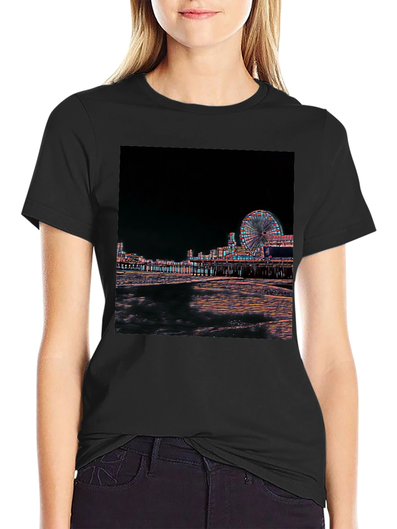 Night Scene Black T-Shirt