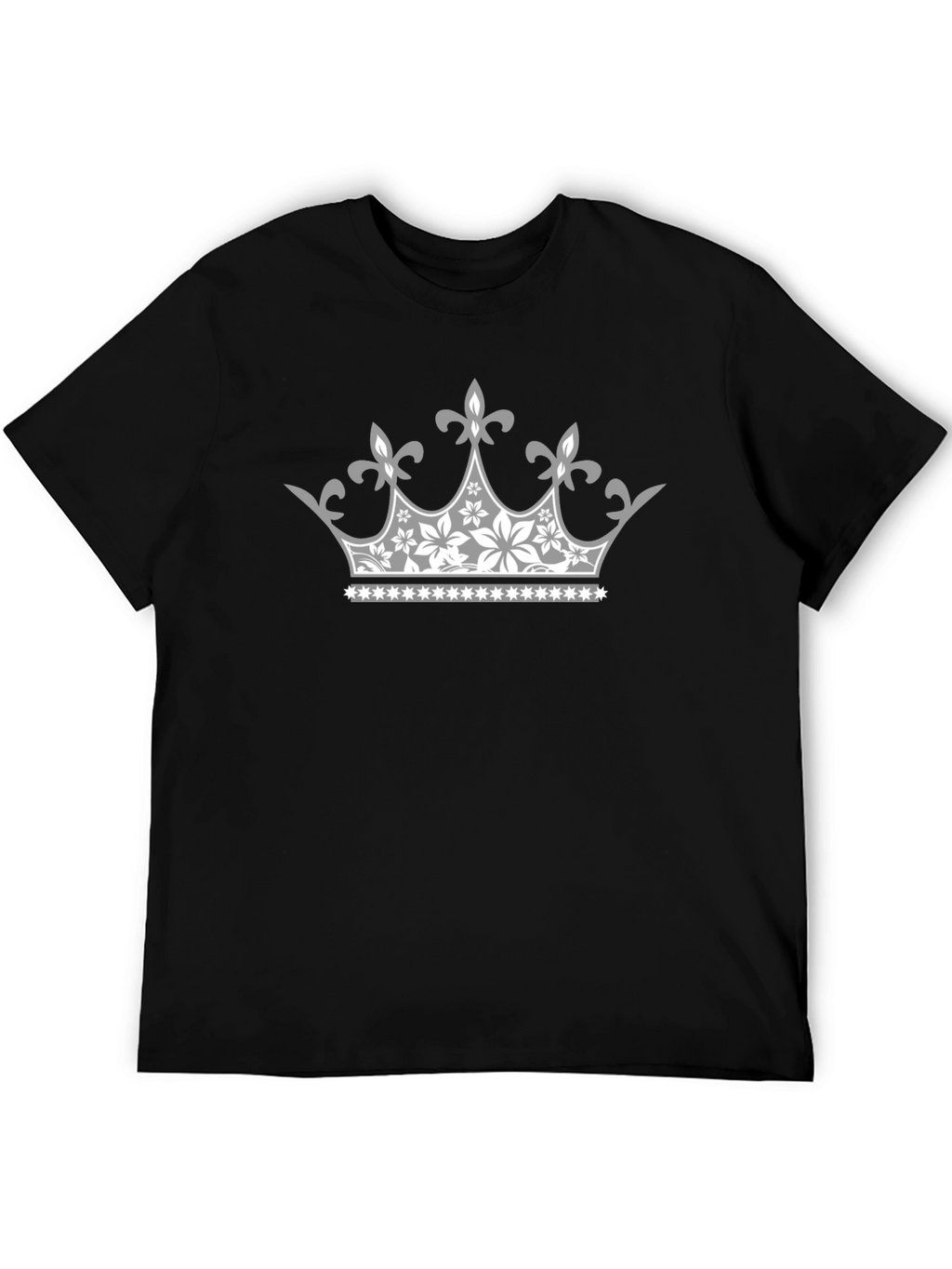 Royal Crown Floral Print Black Tee