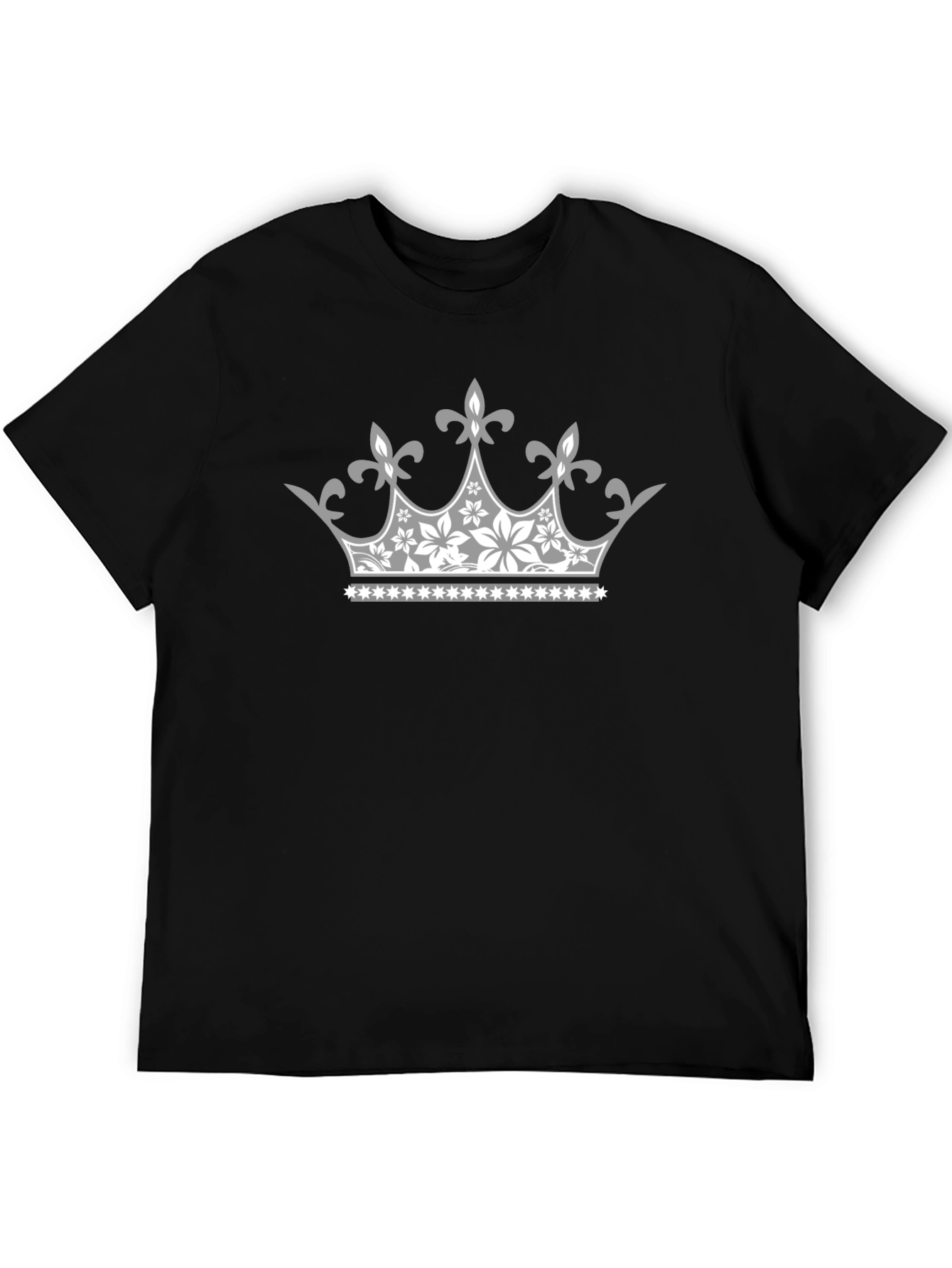 Royal Crown Floral Print Black Tee