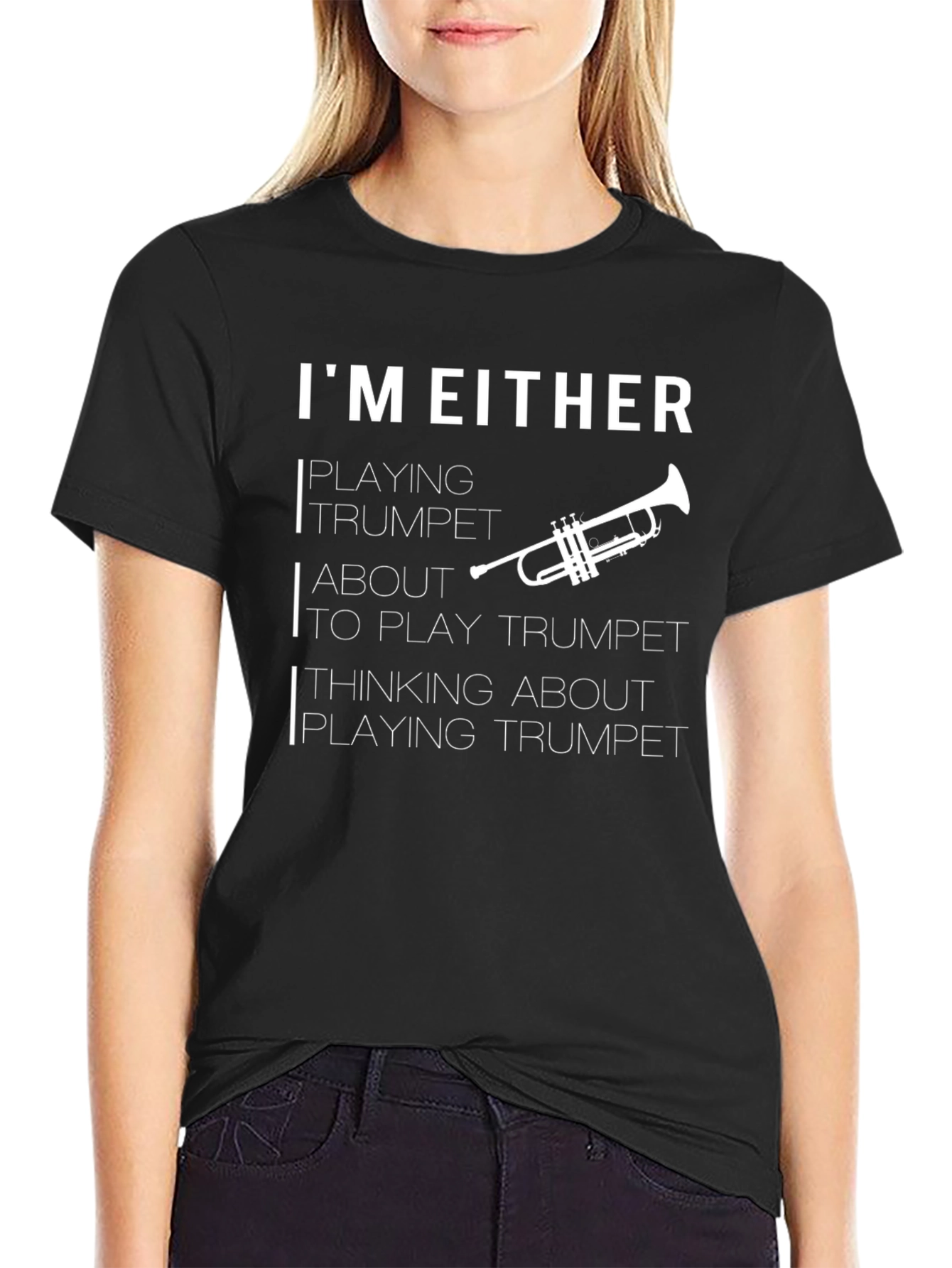 Trumpet Player Black Graphic T-Shirt